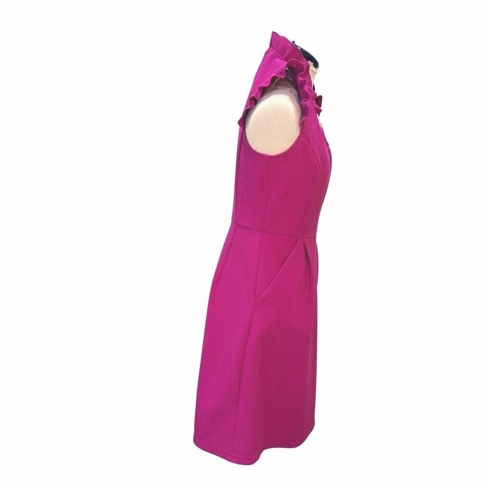Anthropologie Tabitha Magenta Pink Ruffle Trim Fit and Flare Dress Size 4 - Picture 2 of 6